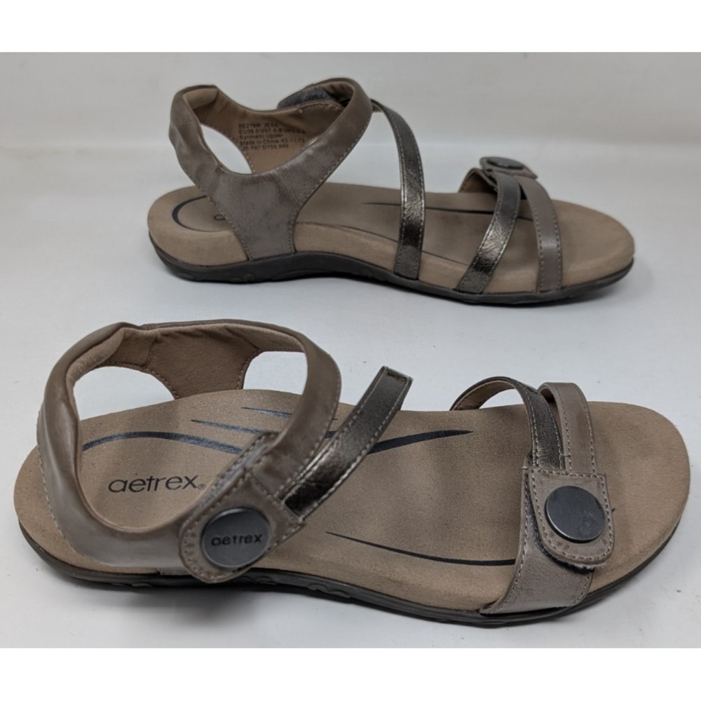 Aetrex Women's Size 7.5 - 8 Jess SE216W Bronze Orthotic Comfort Strappy Sandals